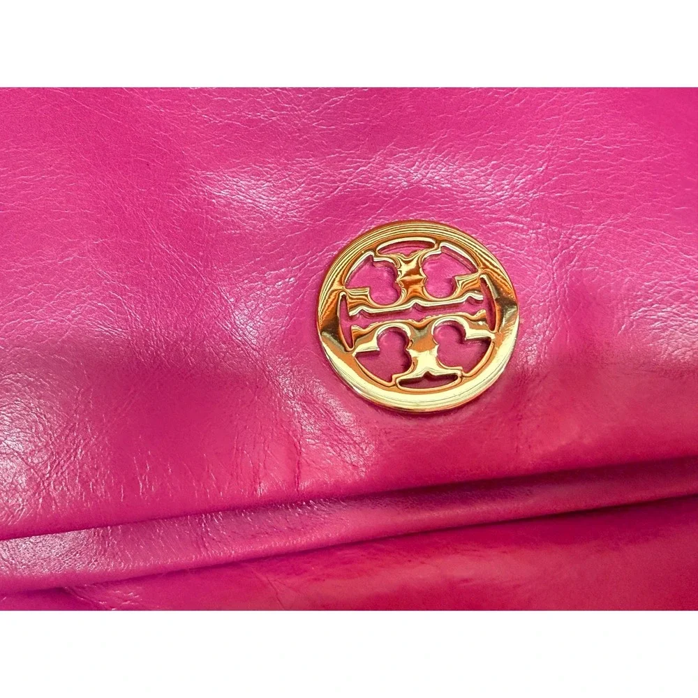 Tory Burch Dena Convertible Crossbody Messenger Leather Flap (Magenta) MSRP $365